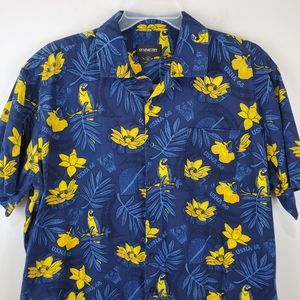 Symmetry USNA 68 Naval Academy Parrot  Tropical Bird Hawaiian Shirt Size XL Mens